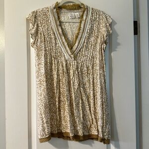 Japna Tan Flutter Sleeve Smocked Dress